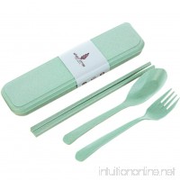 Windspeed 3 Piece Flatware Set- Portable Flatware Spoon Chopsticks  Fork with Travel Case  Green - B06XT469YV